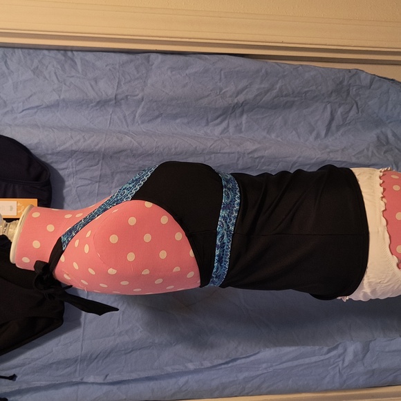 Athleta Tankini Top 34B/C Black with Blue Paisley - Picture 7 of 11